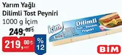 İÇİM YARIM YAĞLI DİLİMLİ TOST PEYNİRİ 1000 G